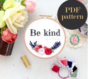 Be kind (of a bitch) // Embroidery PDF Pattern Download 5 inch