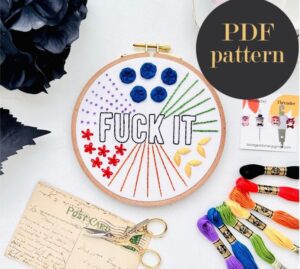 Fuck it - Beginner Embroidery Stitch Sampler // Embroidery PDF Pattern Download 6 inch