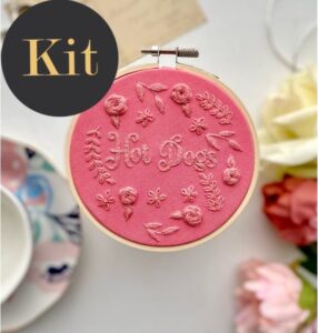 Hot dogs 4 inch Monochrome Embroidery // KIT Multiple color options