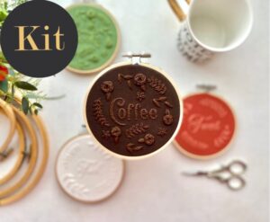Coffee 4 inch Monochrome Embroidery // KIT Multiple color options