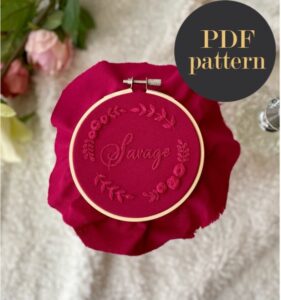 Savage monochrome embroidery // PDF Pattern Download 4" Hoop