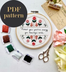 Protect your positive energy / Embroidery PDF Pattern Download 6 inch