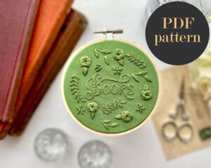 Books monochrome embroidery // PDF Pattern Download 4" Hoop