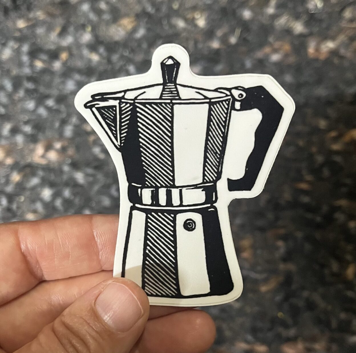 Moka Pot Sticker - weatherproof adhesive, UV protective laminate