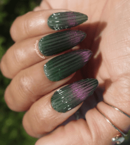 Baccarat Vert - Green and Pink Cat-Eye Fluted Glass Press-On Nail Extensions 10pcs