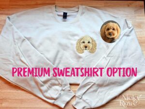 Custom Pet Portrait Embroidery on Crew Sweatshirt