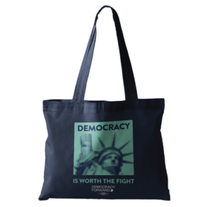 Democracy Forward "Worth The Fight" Mint + Navy Canvas Tote Bag
