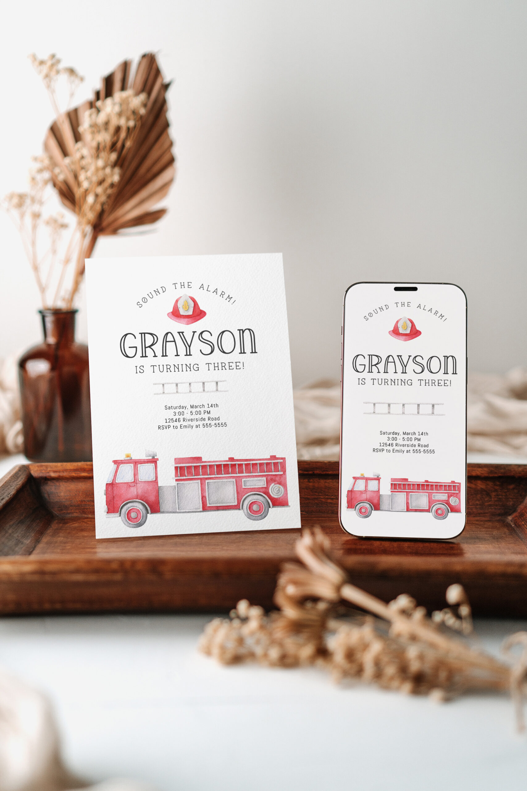 Firetruck Invitation - EDITABLE TEMPLATE - Image 5