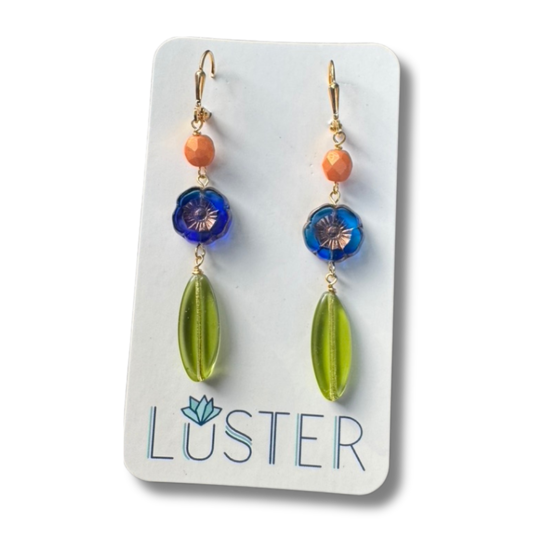 Czech Glass Flower Earrings - Image 3