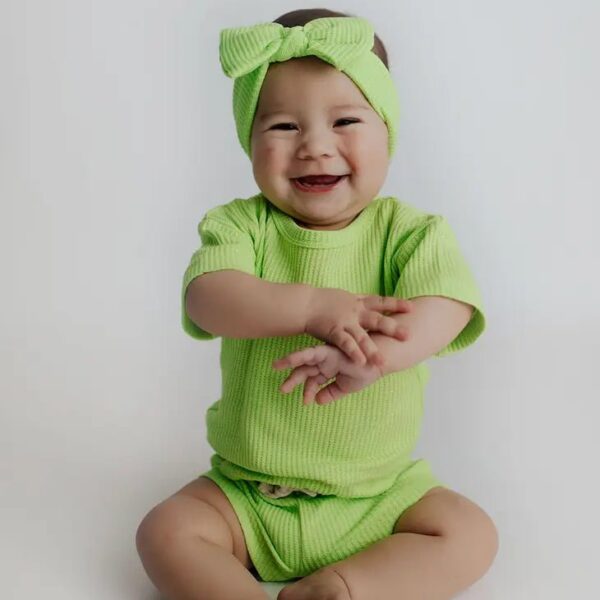 3 Piece Summer Waffle Set – LIME GREEN