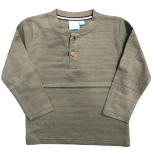 Long Sleeve Textured Henley in Olive