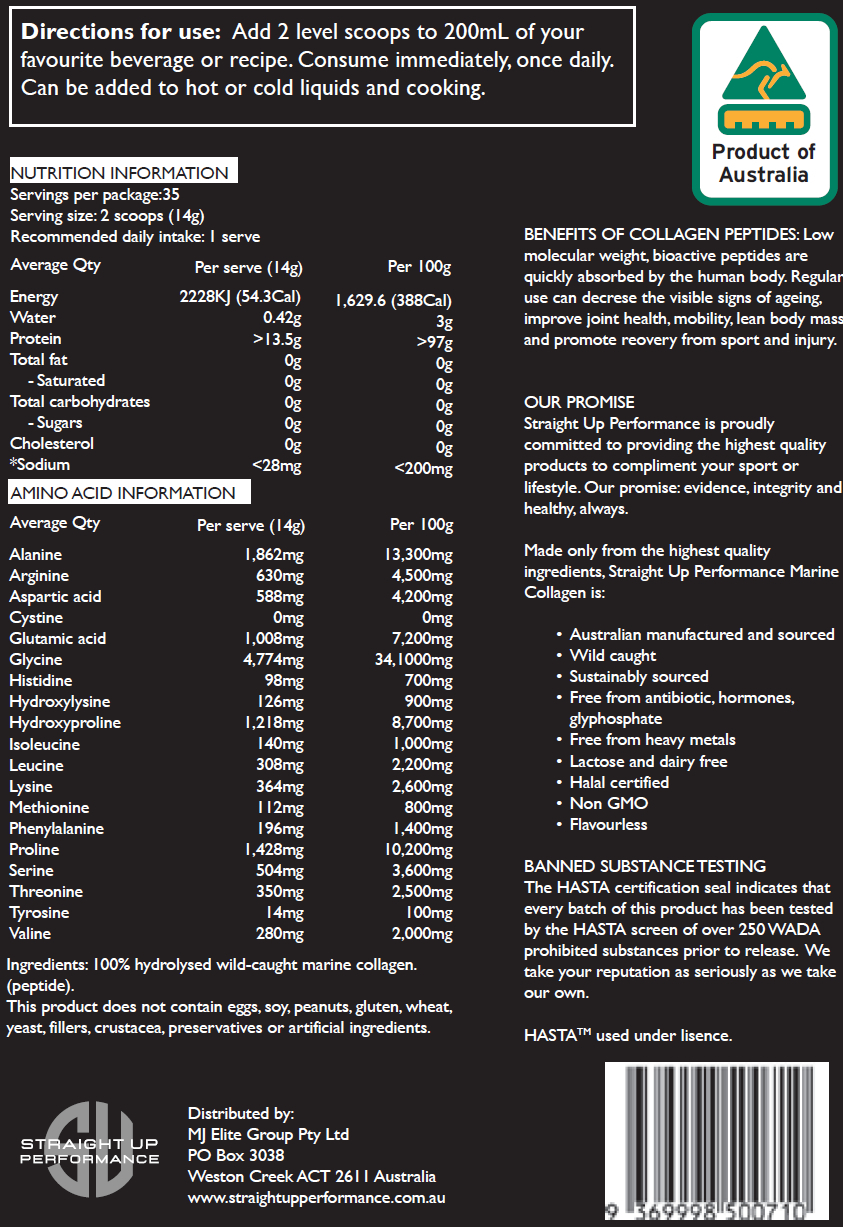 Straight Up Performance Wild Caught Marine Collagen Peptides supplement facts