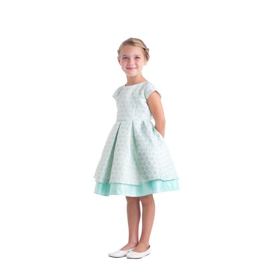 Polka Dot Pleated Formal Dress in Mint