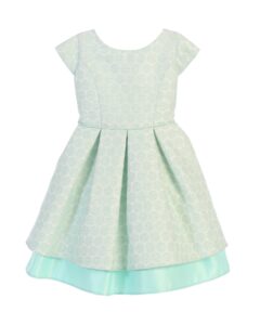 Polka Dot Pleated Formal Dress in Mint