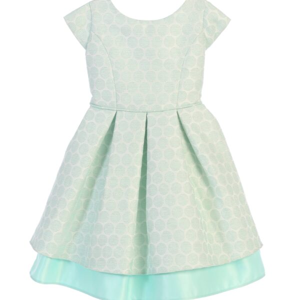 Polka Dot Pleated Formal Dress in Mint