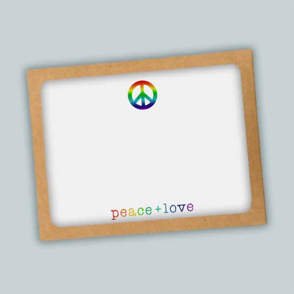 Rainbow Peace Sign Note Cards | Boxed Stationery Set of 12