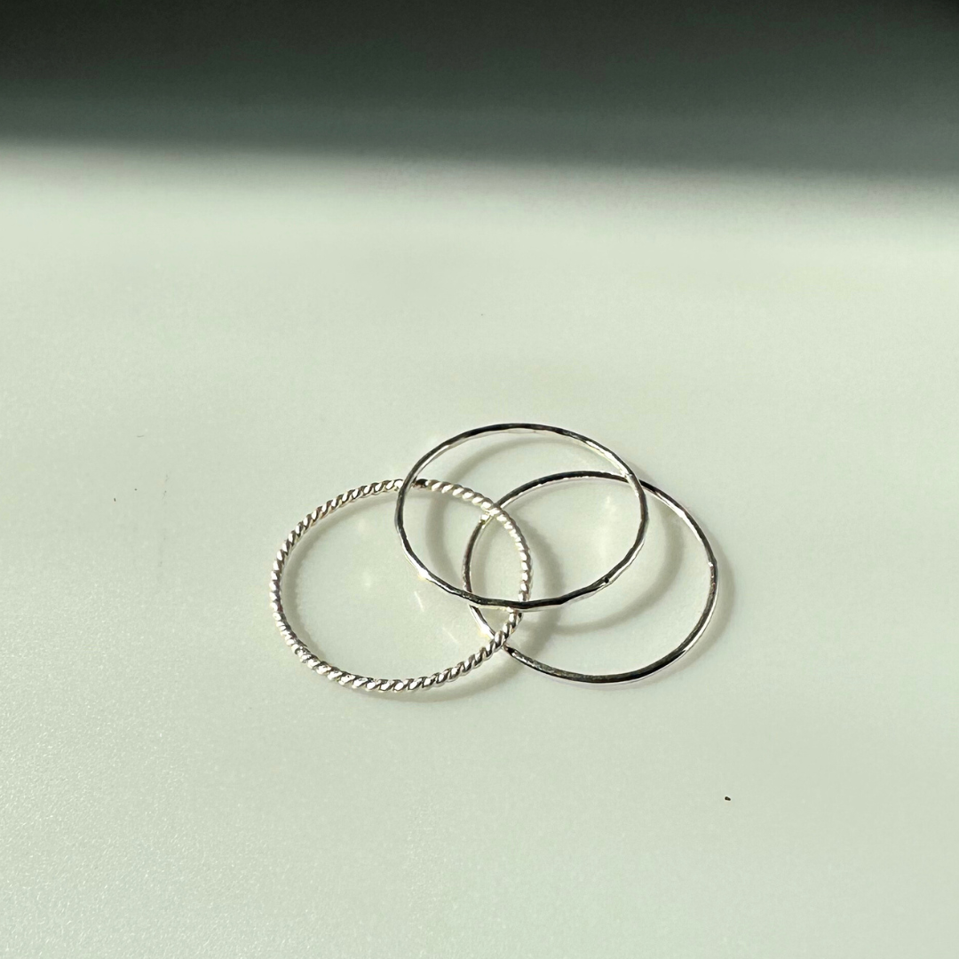 image of sterling silver stacking ring with different textures