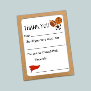 sports thank you cards for kids
