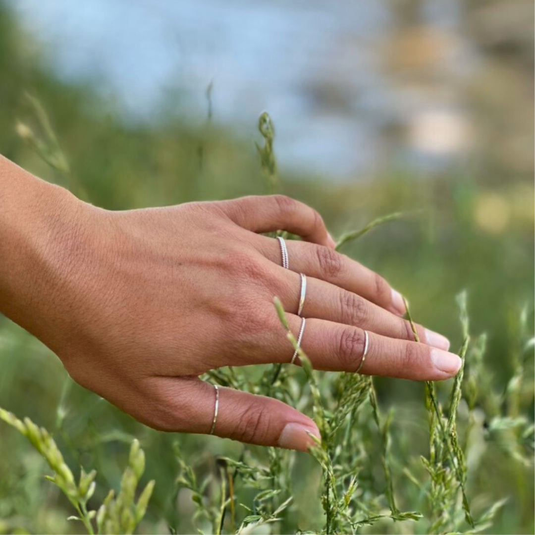 hand modeling sterling silver stacking rings