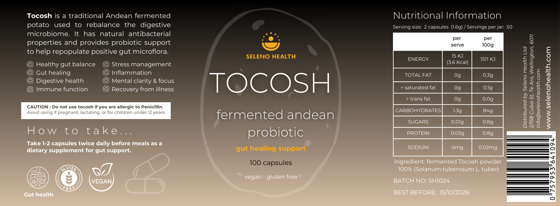Seleno Health Tocosh Label