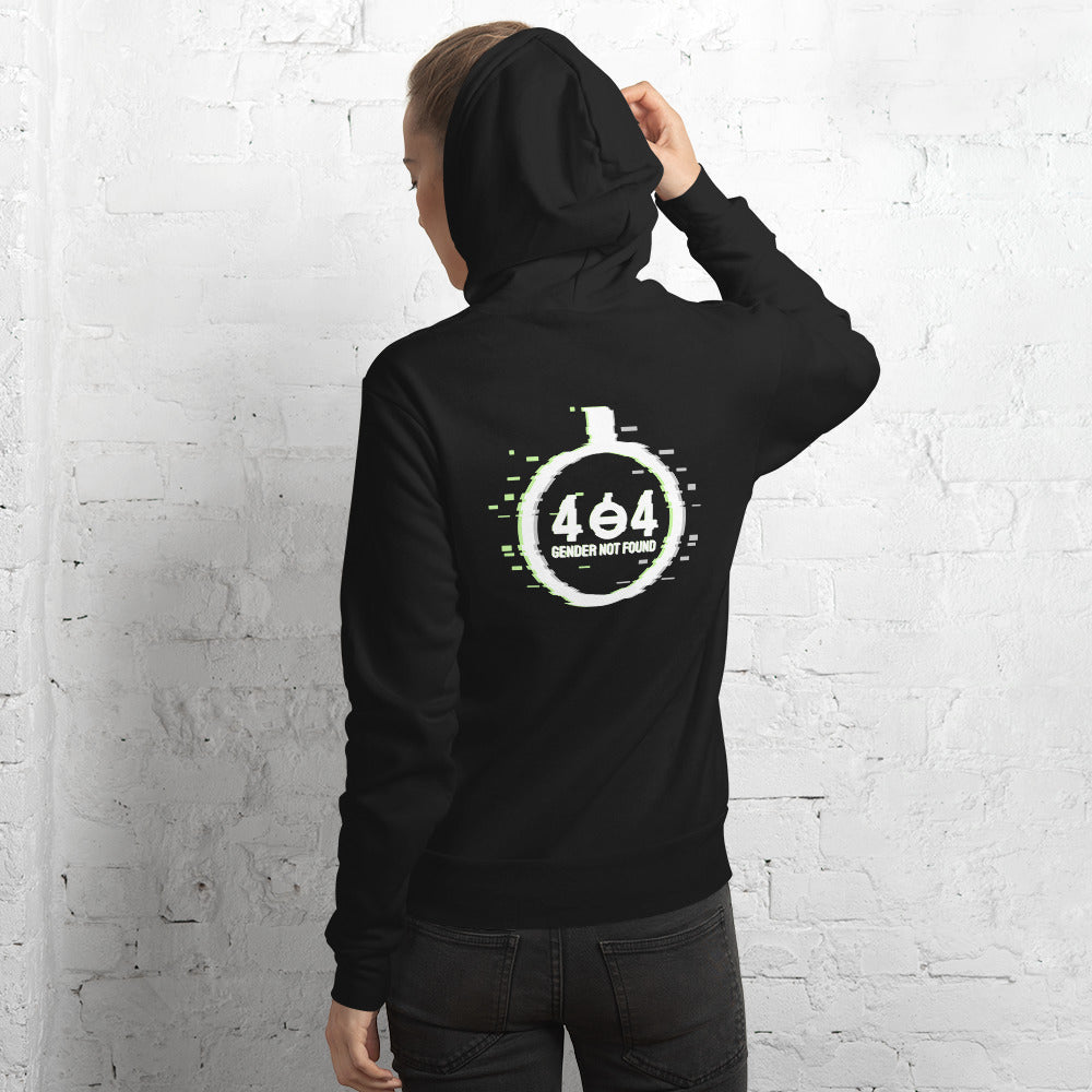 "404: Gender Not Found" Unisex hoodie with removeable tag