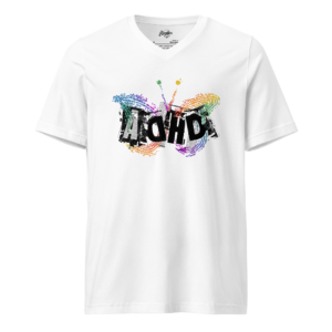 "ADHD Butterfly Symbol" tagless Bella + Canvas Unisex Short Sleeve V-Neck T-Shirt