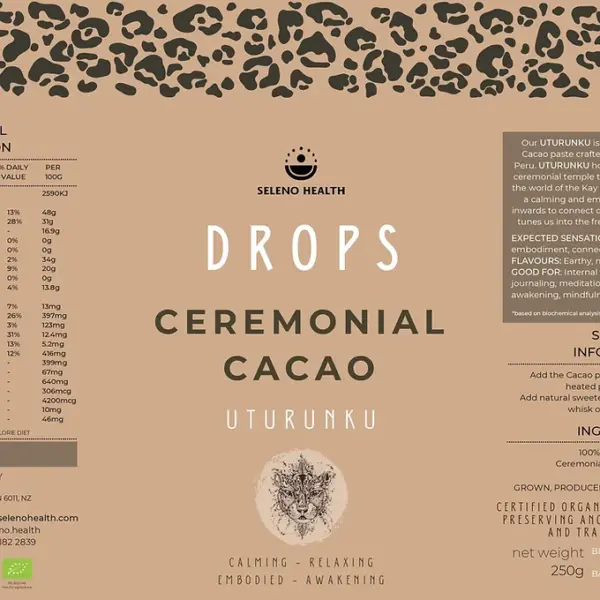 Seleno Health Uturunku Ceremonial Cacao Paste Drops – 250 grams