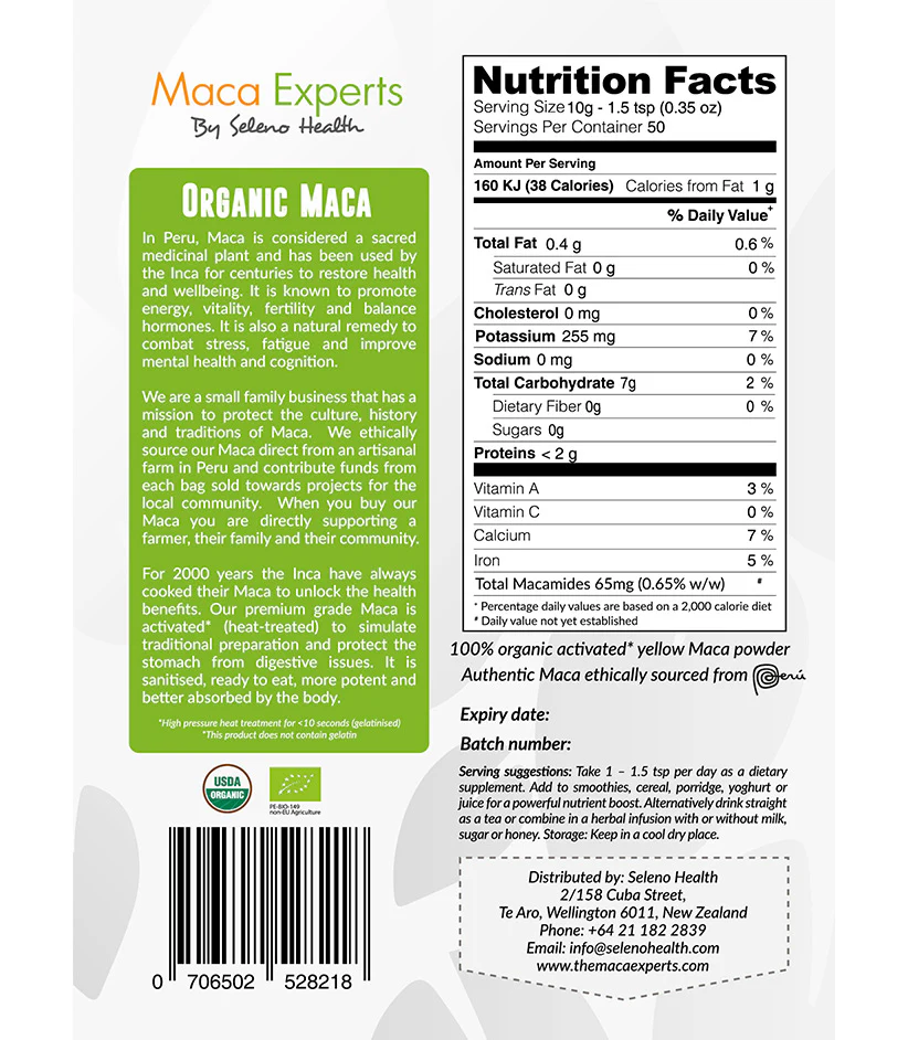 Seleno Health Activated Organic Yellow Maca Powder