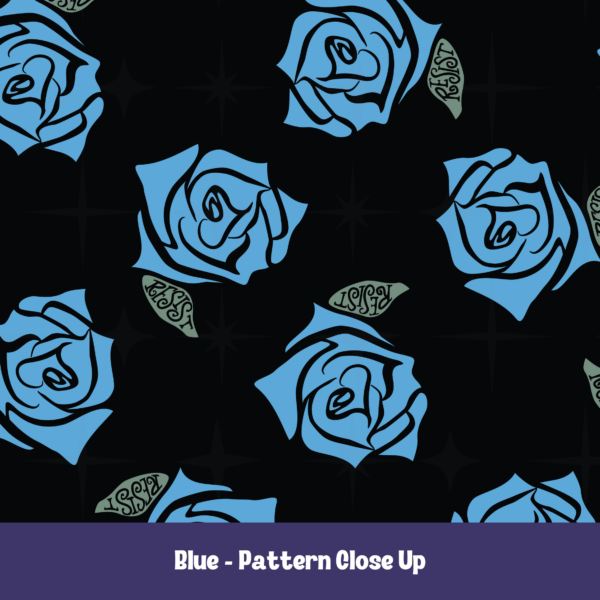 Resist Rose Pattern Tote Bag – Black Floral Statement Carryall, Blue Pink Purple Options