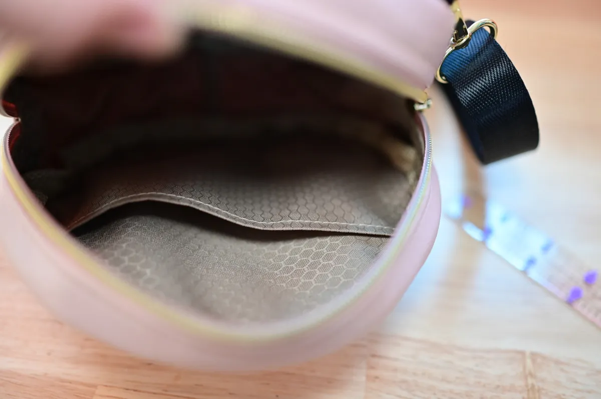 Custom Handmade Pet Portrait Mini Bag - Round Convertible Strawberry Quilted Mini Bag - Image 4