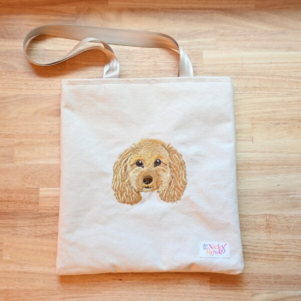 Handmade – Custom Pet Portrait Embroidered Canvas Totebag