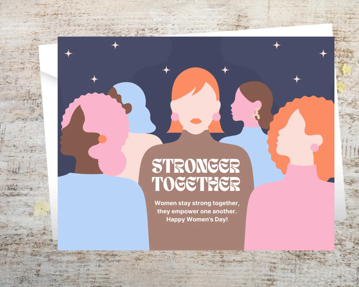 Stronger Together Women's Day Greeting Card - Feminist Empowerment Card - Image 2