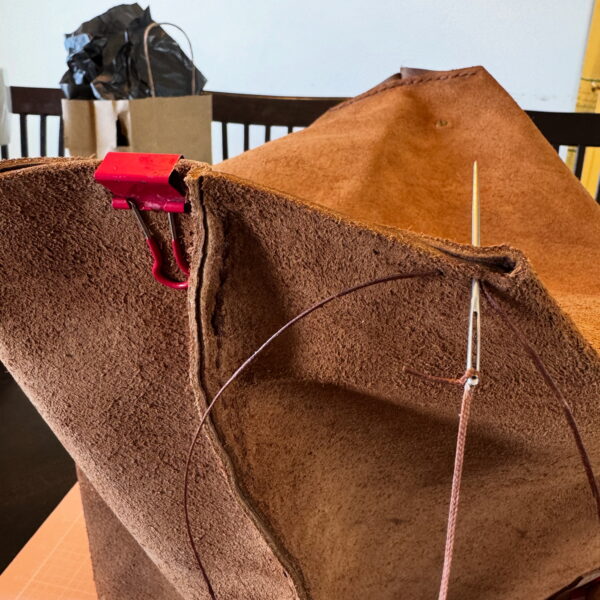 Rustic Brown Durable Buffalo Leather Tote with Magnetic Closure and Brass Feet