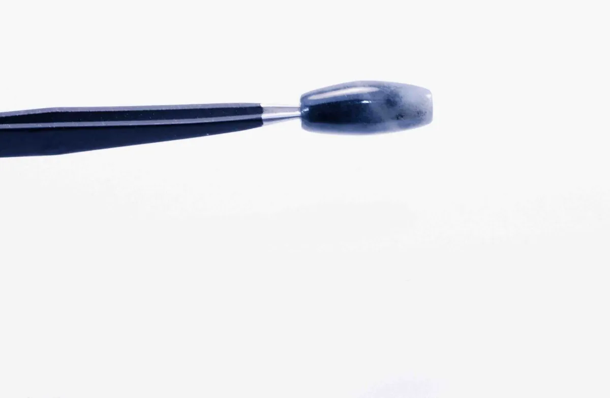 Black and White Chinese Porcelain River Jade Tube Bead - Image 5