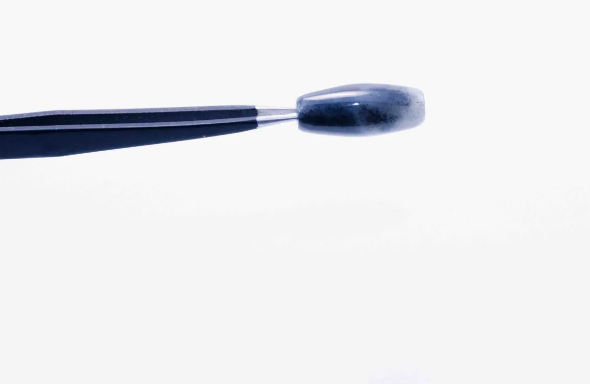 Black and White Chinese Porcelain River Jade Tube Bead - Image 4