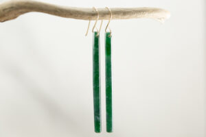 Handmade Imperial Green Guatemalan Jadeite Matchstick Dangle Earrings