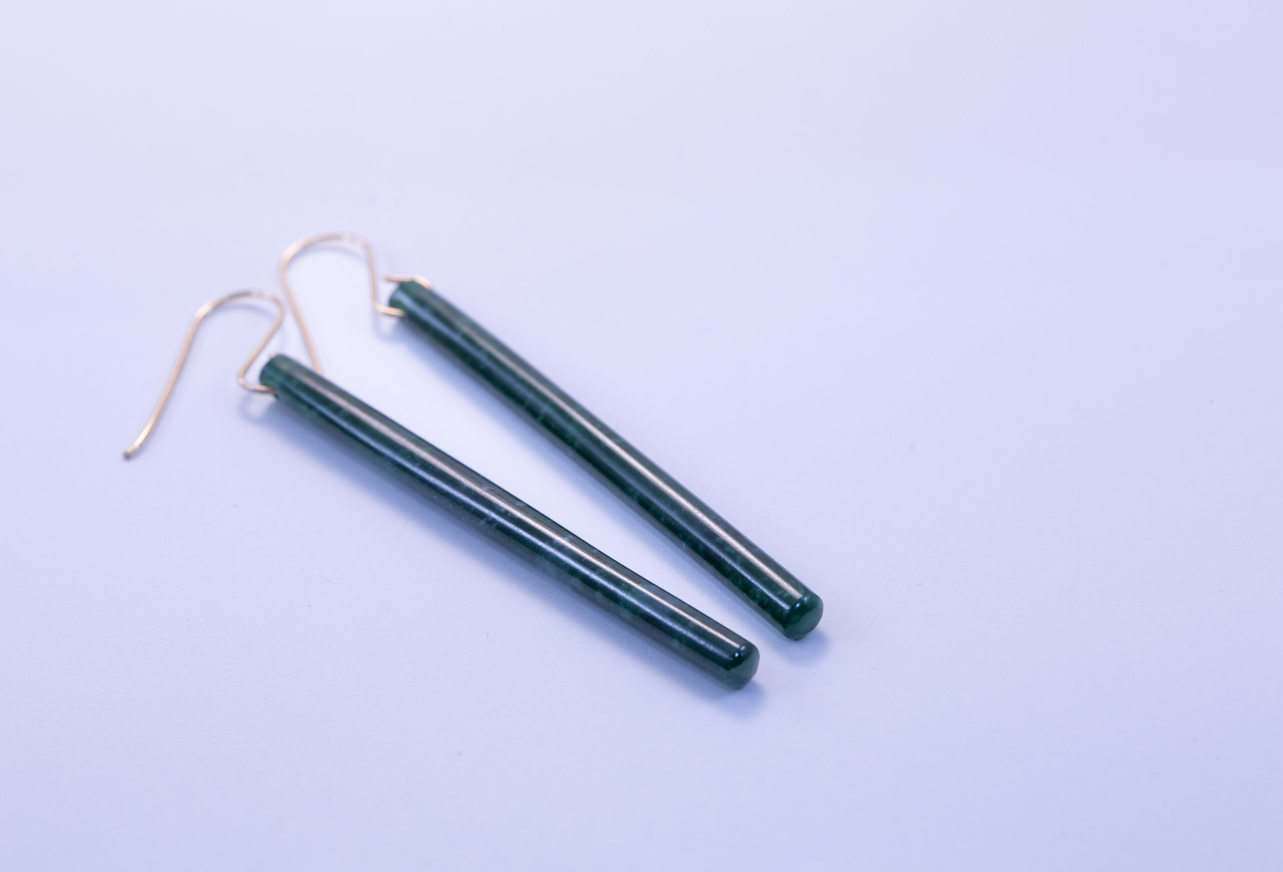 Handmade Imperial Green Guatemalan Jadeite Matchstick Dangle Earrings - Image 4