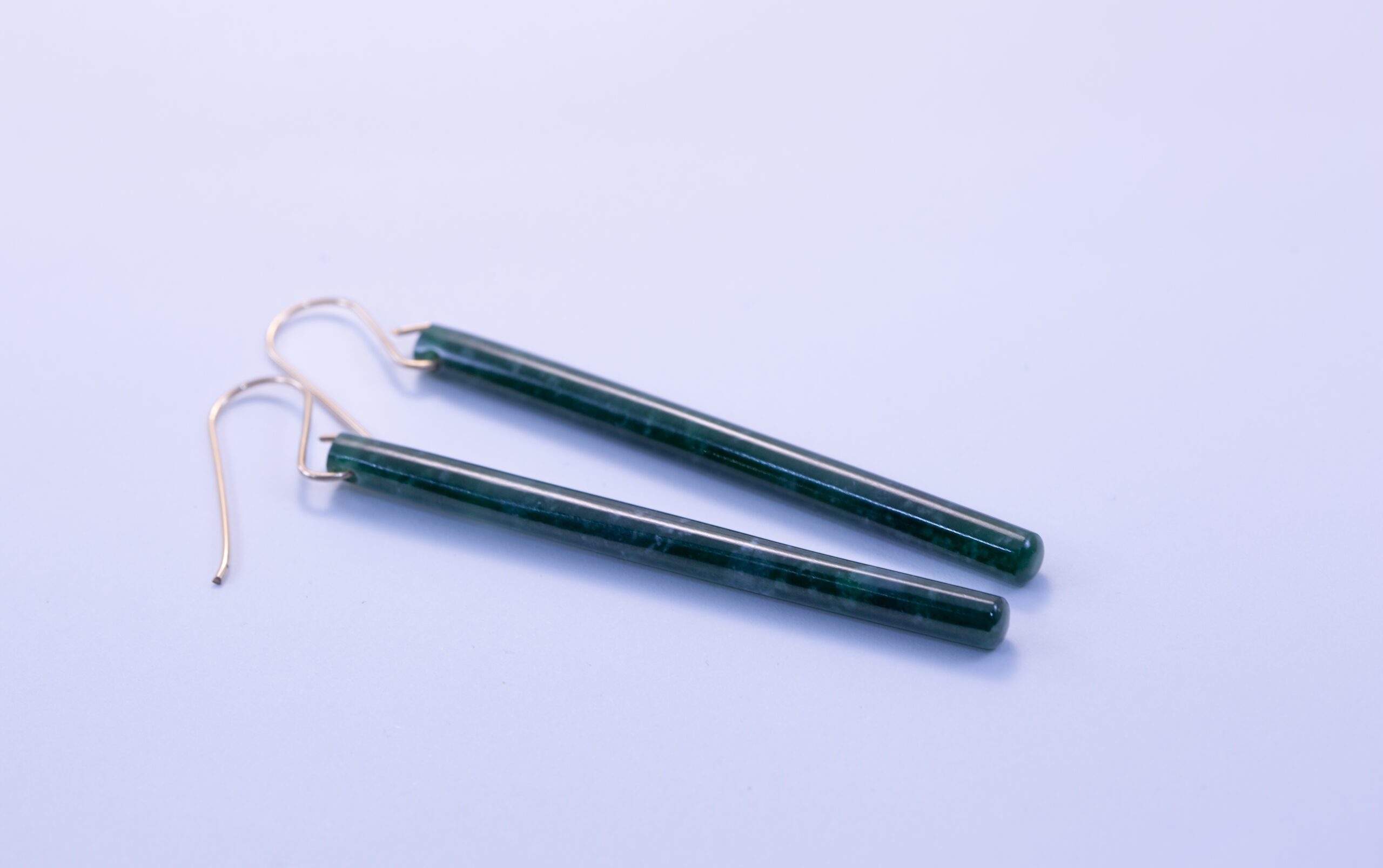 Handmade Imperial Green Guatemalan Jadeite Matchstick Dangle Earrings - Image 5