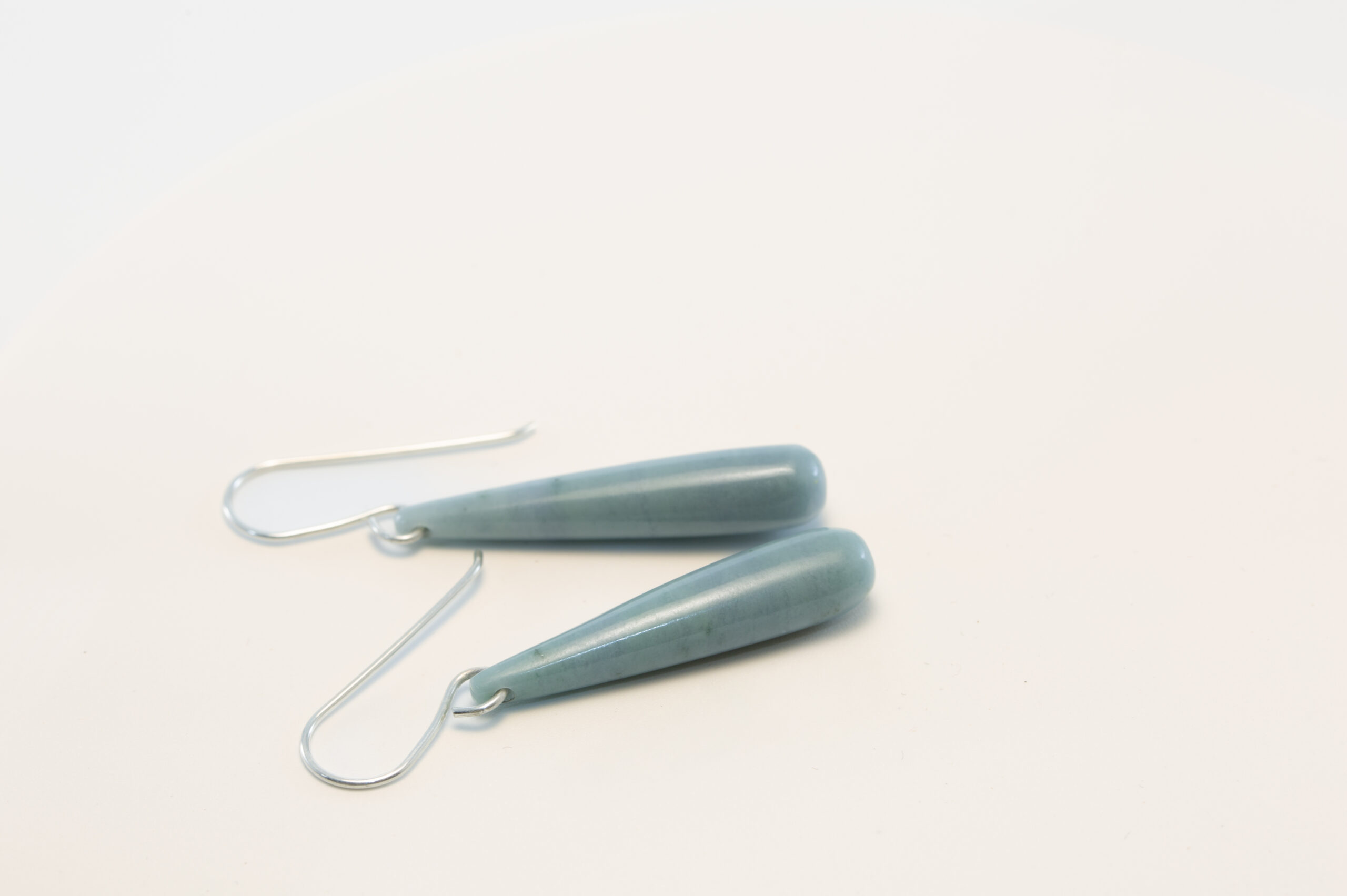 Handmade Light Blue Guatemalan Jadeite Teardrop Dangle Earrings .925 Silver Ear Wires - Image 7