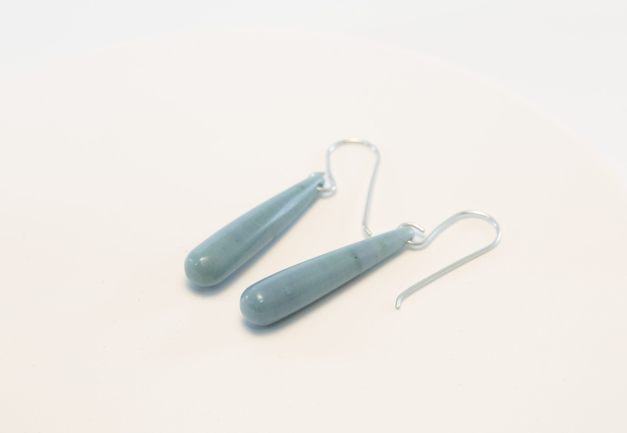 Handmade Light Blue Guatemalan Jadeite Teardrop Dangle Earrings .925 Silver Ear Wires - Image 8