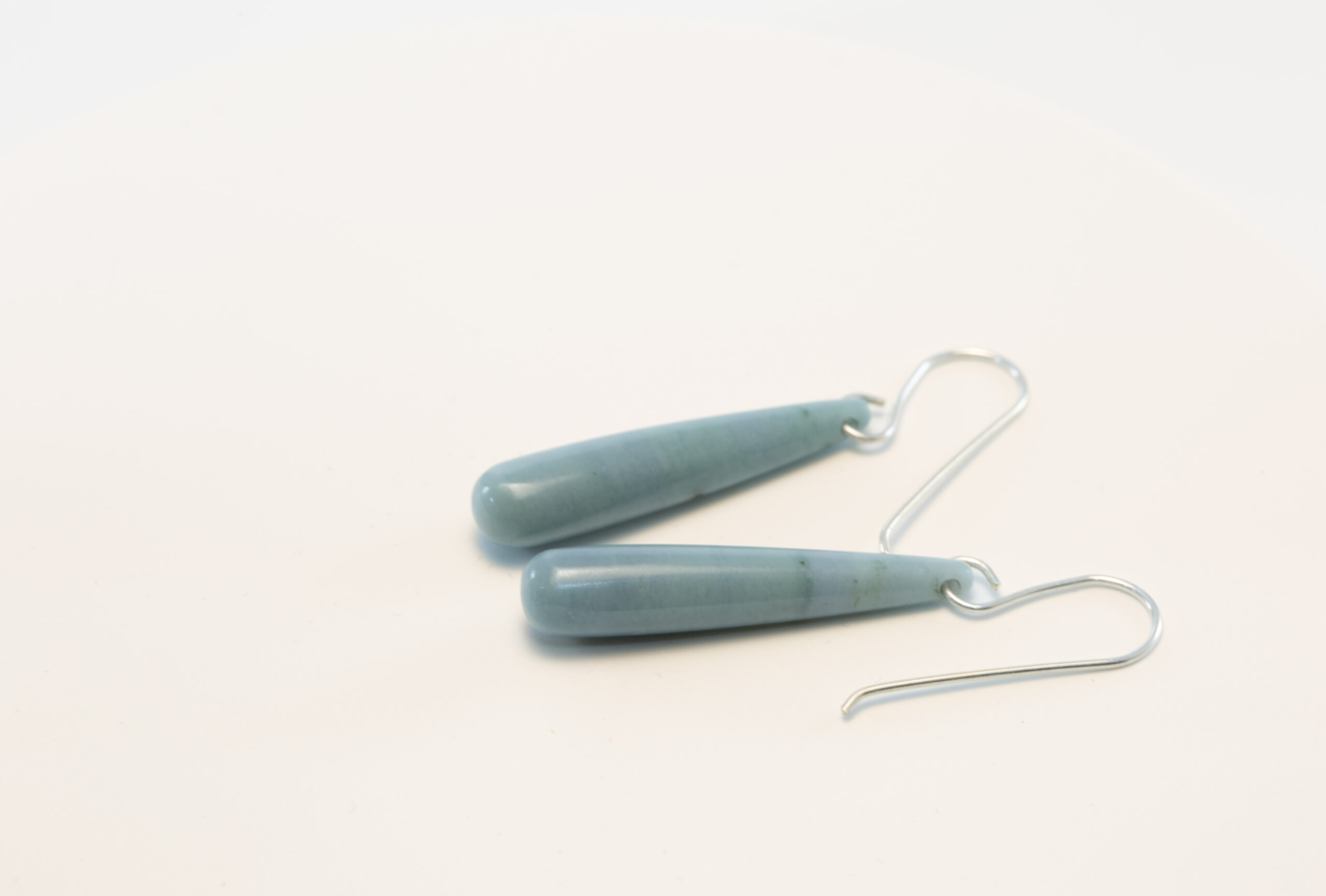 Handmade Light Blue Guatemalan Jadeite Teardrop Dangle Earrings .925 Silver Ear Wires - Image 9