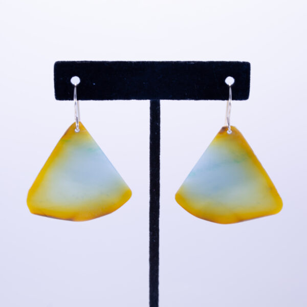 Handcrafted Guatemalan Jadeite Earrings – Blue and Orange Artisan Gemstone Dangles