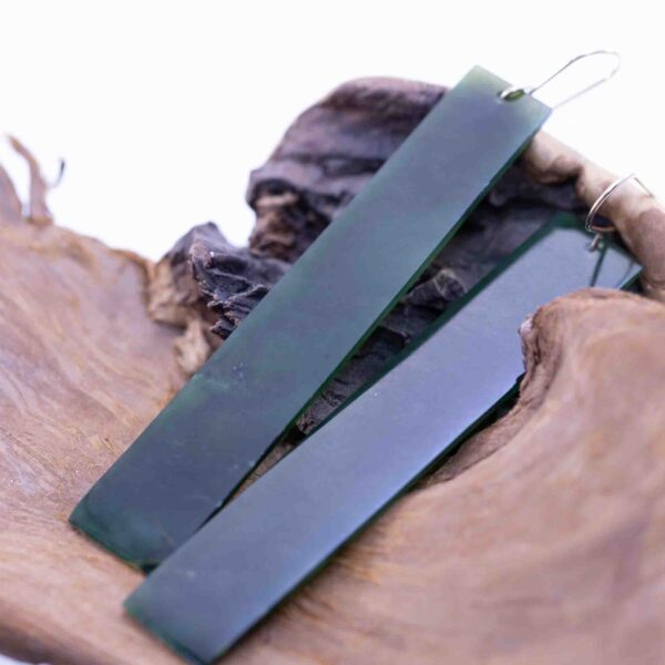 Washington Green Jade Long Rectangle Dangle Earrings
