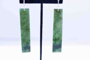 Washington Green Jade Long Rectangle Dangle Earrings