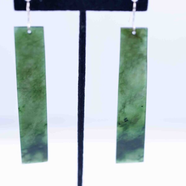 Washington Green Jade Long Rectangle Dangle Earrings