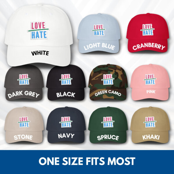 Love Over Hate Embroidered Baseball Cap | Power of Love Classic Dad Hat