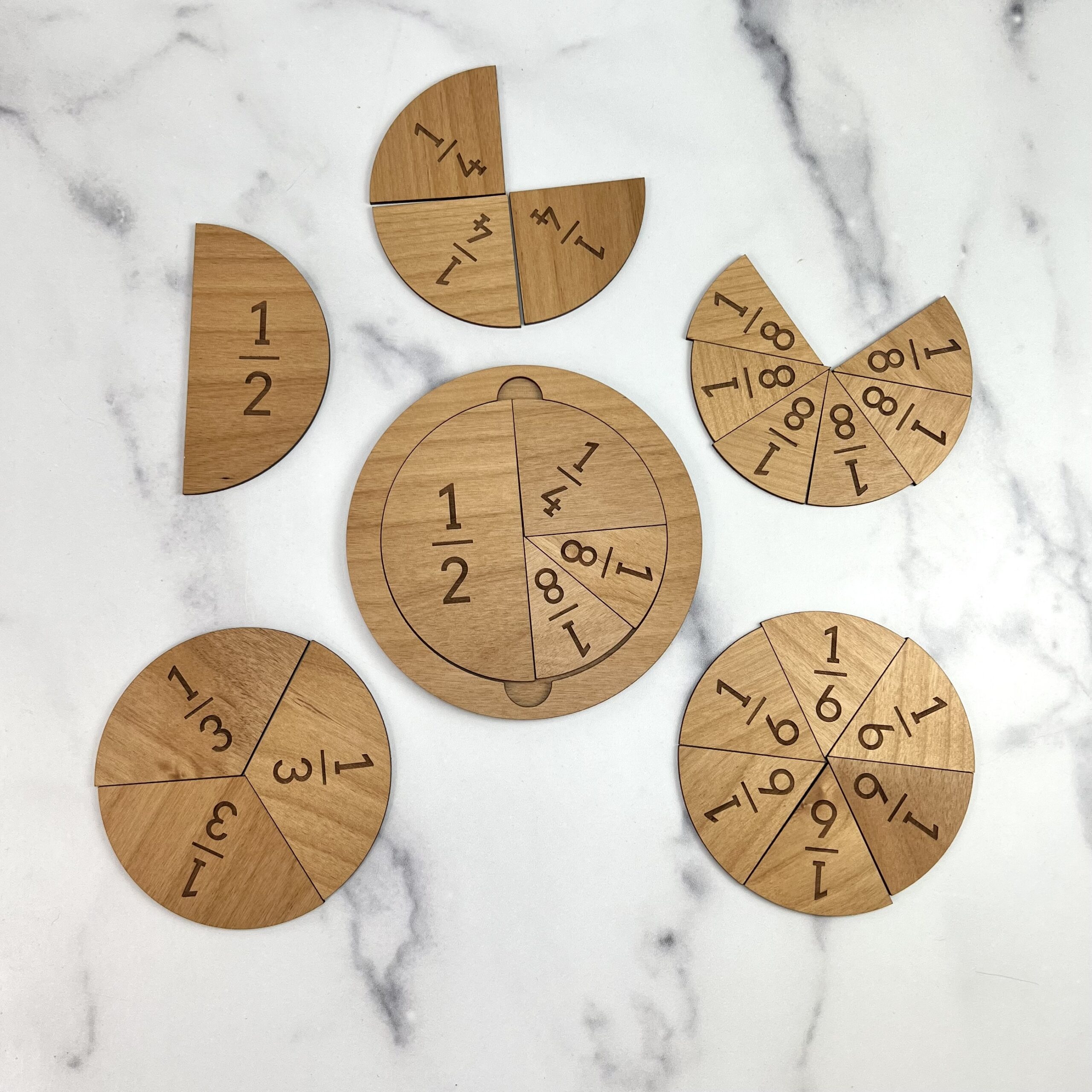 Wood Fraction Tile Set - Laser Engraved - Image 4