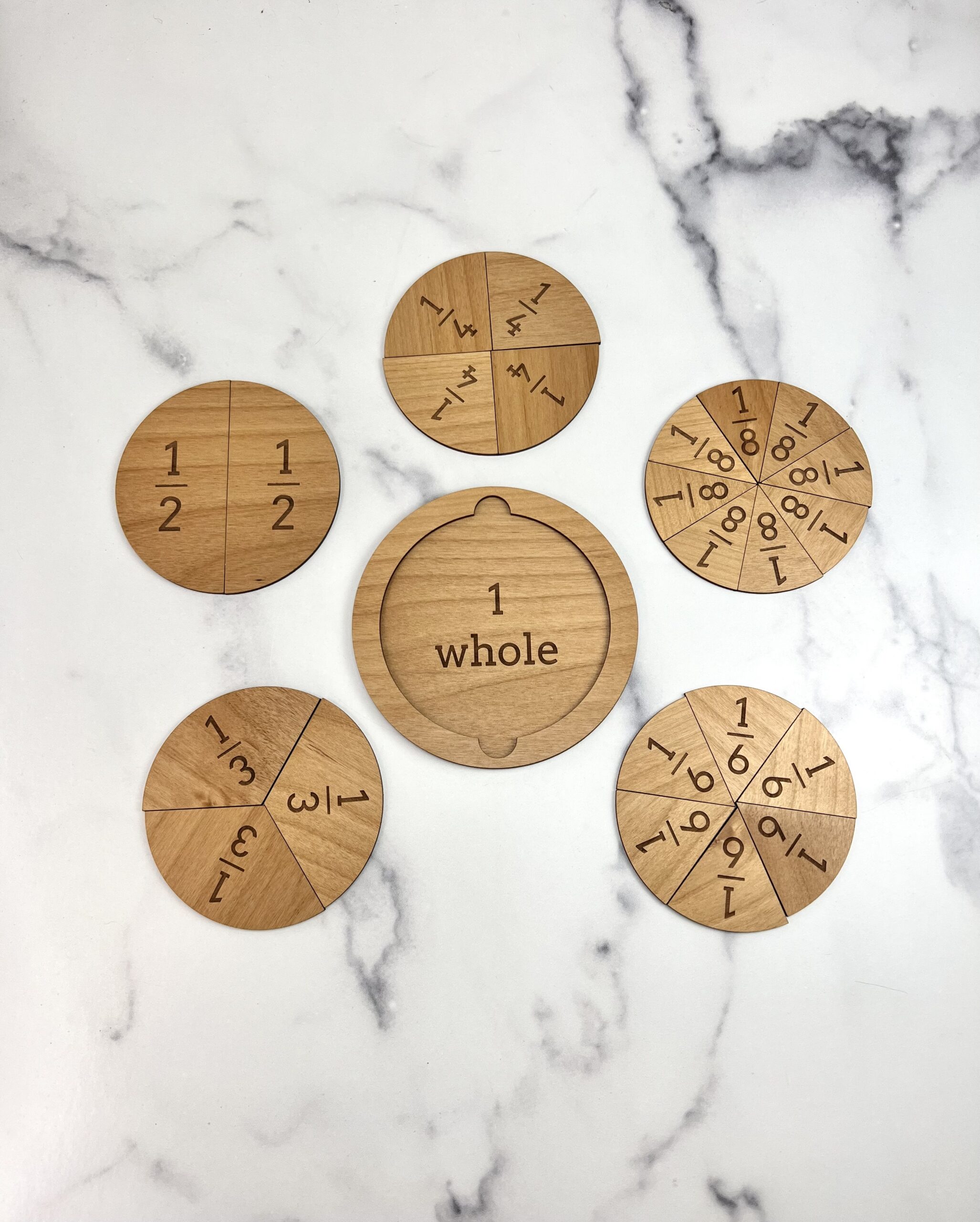Wood Fraction Tile Set - Laser Engraved - Image 5