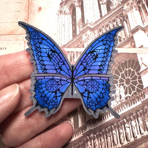 Galaxy Butterfly with Gothic Cathedral Design:2.5 inch Sticker for Laptop, Waterbottle, Phone