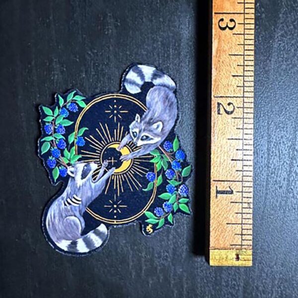Raccoon Art Vinyl Sticker: Gothic Wildlife, Dark Cottagecore Decor – Original Hand Painted Art